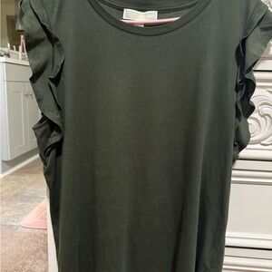 Michael Kors Women's Green Ruffle Sleeve Top